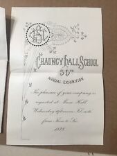 Antique Chauncy Hall School 50th Annual Exhibition Invitation 1878 Waltham MA picture