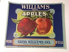 Williams - Brand Apple Crate Label - Blue - Yakima Washington - Stone Litho picture