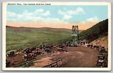 Mohawk Trail Hair Pin Curve Massachusetts Country Road Old Cars Forest Postcard picture