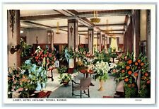 c1930 Lobby Hotel Jayhawk Mosby Interior Topeka Kansas Vintage Antique Postcard picture