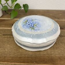 Vintage Hand Painted large Porcelain Powder Jewelry Trinket Dresser Box Signed  picture