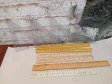 Vtg Lot Dietzgen Wooden Drafting Triangle Scales & Triangles USA Wood Rulers  picture