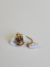 US Navy Lapel Pin 2 Pieces USN Anchor & Sailor's Hat Attached with Chain RARE picture
