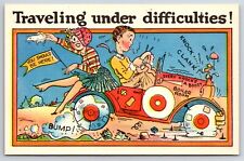 Comic Humor Car Traveling Under Difficulties Vintage Asheville Postcard picture