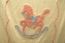 BQ#9, Vintage Chenille Crib Blanket, Pink Rocking Horse, 38 X 56 in. picture