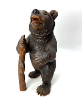Large Antique German Black Forest Carved Bear With Walking Stick   12