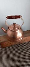 Vintage Copper Tea Kettle  Farmhouse Teapot Wood Handle Very Clean picture