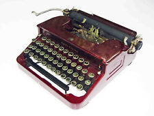 1940s BURGUNDY RED Art Deco SMITH-CORONA Portable Typewriter in Carry Case picture