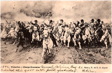 Scottish Charge Battle of Waterloo Belgium 1904 Historical Military Postcard UDB picture