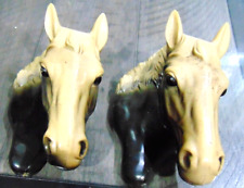 Vintage Pair of Plastic Molded Horse Heads Wall Art Honk Kong picture