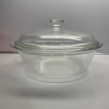 Glasbake / Jeannette #J-514 Clear Glass Round 2 qt Open Casserole With lid picture