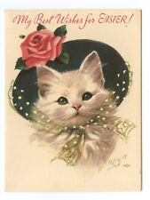 Cute Cat / Kitten Vintage Easter Greeting Card picture