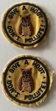 Vintage 1970’s Patches (2) “Give A Hoot Don’t Pollute” 3” Felt picture