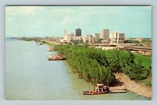 Baton Rouge LA-Louisiana, Skyline, The Mississippi River, Vintage Postcard picture