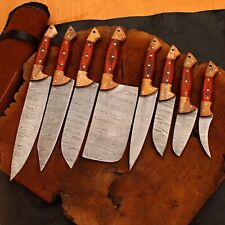 8 pcs CUSTOM HANDMADE CHEF SET DAMASCUS FORGED STEEL KITCHEN KNIFE-137 picture