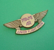 Vtg 1970s MIAMI AIR JUNIOR FLIGHT CREW Pin Gold-Tone Plastic 2.5