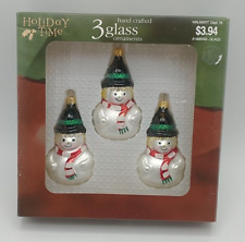 Vintage Holiday Time Hand Crafted Glass Snowmen Set Walmart picture