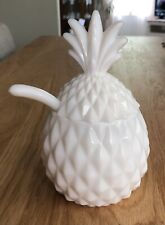 Vintage Milk Glass Pineapple Jar With Spoon picture