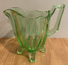 Vintage Indiana Glass Green Uranium Footed Creamer Pitcher picture