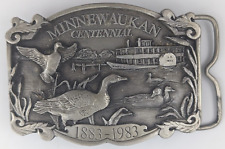1983 Minnewaukan North Dakota Centennial Belt Buckle #575/1000 picture
