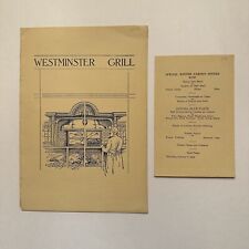 Vintage Westminster Grill (Lot of 2) Boston MA Menu 1924 & 1926 Restaurant picture