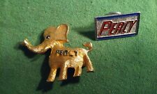 Lot 2 Vintage PERCY Political Metal Pins Elephant & Other picture