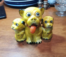 Vintage  1920's Bonzo Dog Condiment Salt/ Pepper/Mustard Set With Spoon Tongue picture