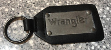 Vintage Keychain WRANGLER CLOTHING Leather Key Fob Ring Metal Logo Jeans Shirts picture