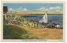 Fairhaven MA Fort Phoenix Bathing Beach Linen Postcard Massachusetts picture