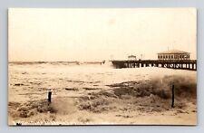 Asbury Park NJ-New Jersey RPPC, High Surf Beach Pier, Real Photo c1910 Postcard picture
