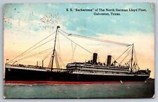Steamer Barbarossa North German Lloyd Fleet Galveston TX C1907 Postcard G2 picture