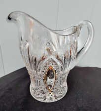 Antique Heisey Glass Creamer/Pitcher~c1902~Prince of Wales Plumes Gold Trim~EAPG picture