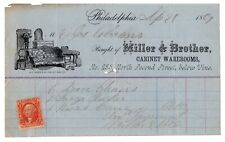 Antique Letterhead Philadelphia 1867 Cabinet Warerooms , Miller & Bro Tax Stamp picture