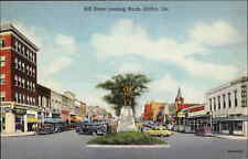 Griffin Georgia GA Street Scene Cars 1940s Linen Postcard picture