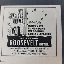 Vtg 1950 Print Ad Hollywood Boulevard Roosevelt Hotel MINI AD Five Spacious Room picture