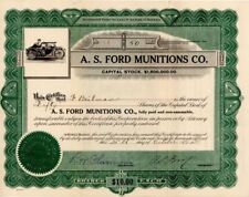 A.S. Ford Munitions Co. - 1917 Automotive Stock Certificate - Automotive Stocks picture