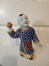 Chinese Good Fortune Man In Blue Robe 10.5” Painted Porcelain Statue - Hong Kong picture