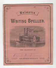 1877 Writing Speller Book U.S Mail Line Steamboat Graphic Cincinnati Antique Vtg picture