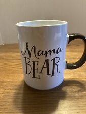 Clay Art Mama Bear Mug Cup Cream/Black Letters And Handle  6” Mug picture