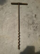 Antique T Handle Timber Beam Frame Wood Auger Hand Drill Tool Denmark Carpentry picture