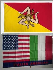 2 FLAGS: SICILIAN FLAG + ITALIAN-AMERICAN FLAG (3X5 FT) $25 picture