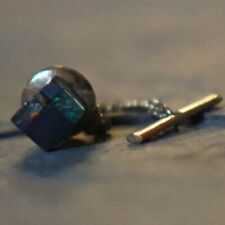 Vintage Lapel Pin - Tie Pin Back Safety Chain Gemstones Black Apparent Onyx Opal picture