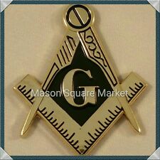 New Mini Freemason Masonic Square and Compass Car Emblem Gold & Black Tone  picture