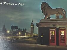 Vintage Parliament at Night London England 24841 picture