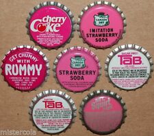 Vintage soda pop bottle caps PINK COLORS Lot of 7 different unused new old stock picture