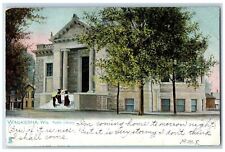 1907 Public Library Stairway Entrance Waukesha Wisconsin WI Tuck Art Postcard picture