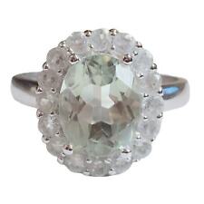 Green Amethyst and White Topaz 925 Sterling Silver Ring Sz 6 picture