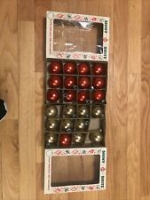 Vintage Shiny Brite Red & Gold Glass Ornaments U.S.A. 2 Boxes 23 ornaments 1.75” picture