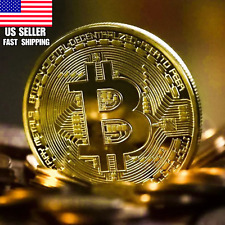 Gold Plated Bitcoin Coin Collectible Casascius BTC Gift Metal Antique Art picture