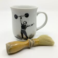 VTG Japan Strong Man Weight Lifter Boxer Mustache Mug With Barber Shaving Brush picture